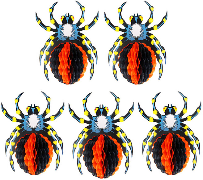 Party09 蜂巢蜘蛛 5入, 橘黑色, 1個