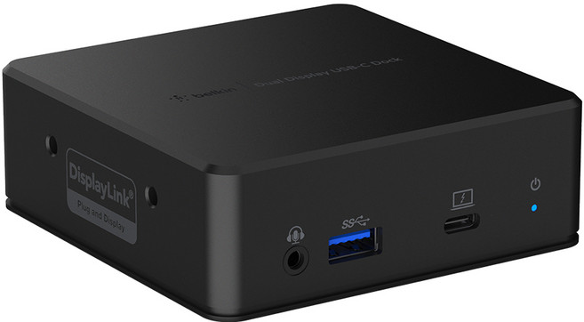 벨킨 USB C타입 듀얼 디스플레이 도킹스테이션 INC002qc, 블랙, 1개