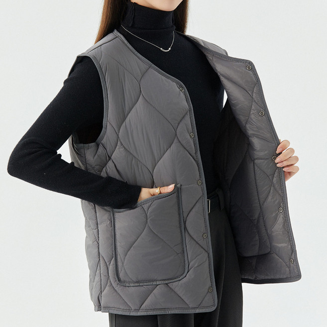 라라티나 여성용 루즈핏 데일리 경량 누빔 조끼