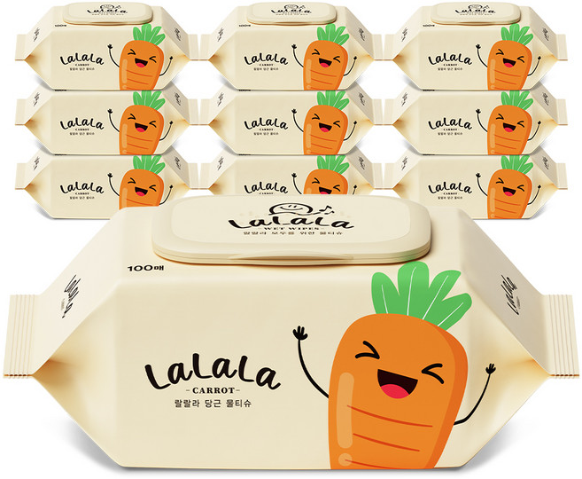 랄랄라 당근 물티슈, 50g, 100매, 10개