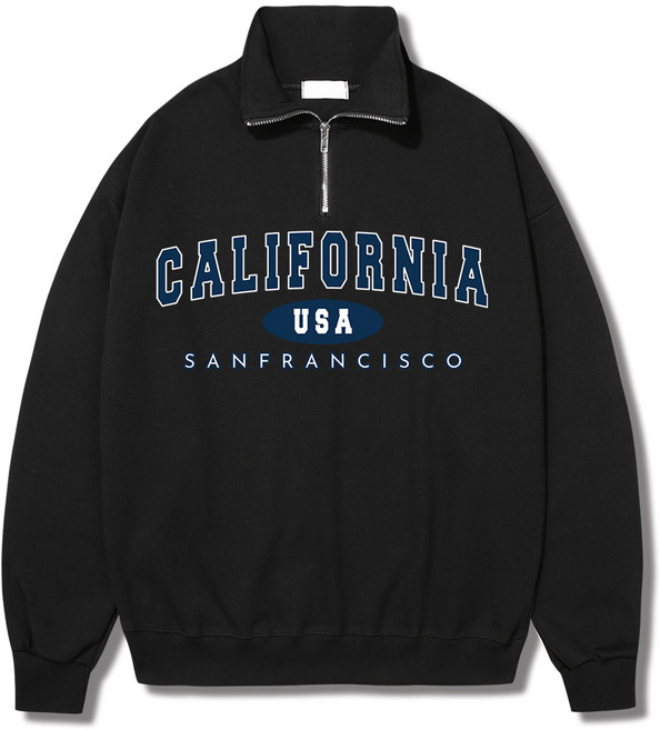 일루소 남녀공용 특양면 캘리포니아 USA 하프 집업 맨투맨