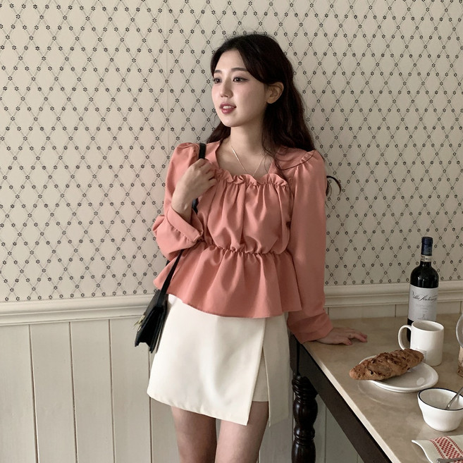 린다샵 블리아 퍼프 셔링 러블리 크롭 블라우스 cpbl4922k2c