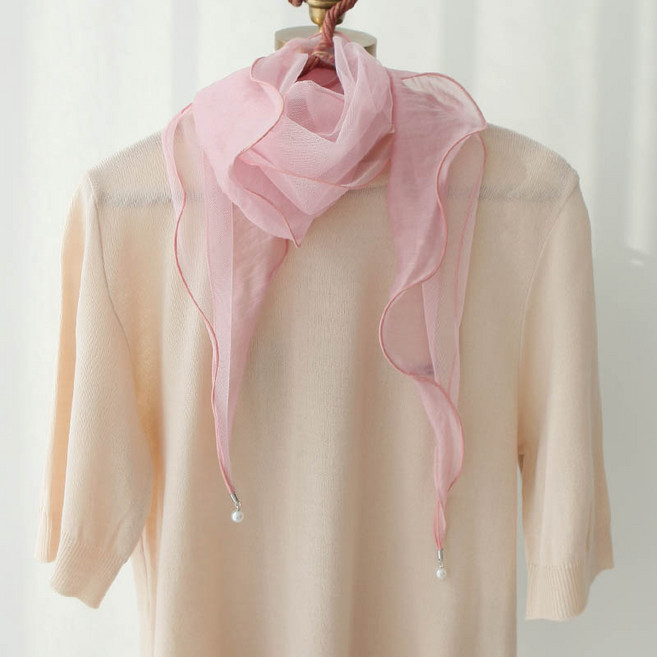 바비수 텐셀 진주 블루지아 스카프