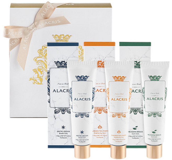 아라크리스 프리미엄 내추럴 치약 메도우 브리즈 120g + 가든 티 파티 120g + 아틱 오션 120g 세트, 1세트