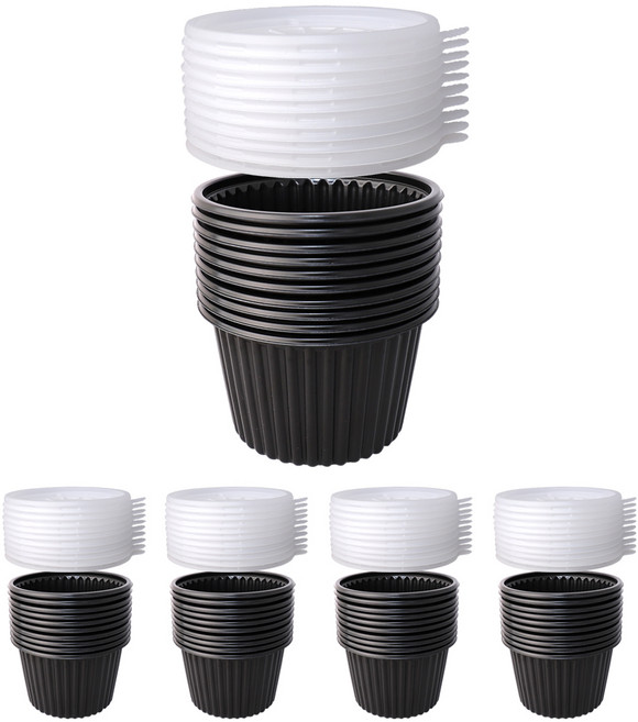 블룸엣홈 105파이 PP 밥용기 국물용기 반찬용기 블랙 대 50p + 뚜껑 50p 세트, 1세트, 100개입