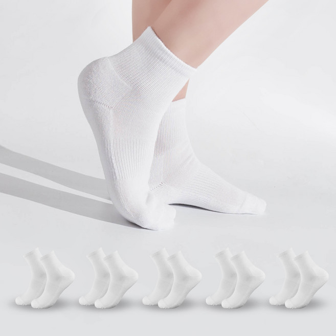 시너싹스 여성용 도톰한 파일 쿠션 스포츠 단목 양말 세트, 화이트, 6개