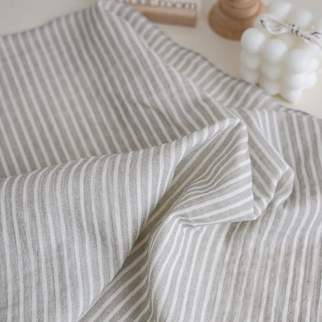 메종텍스타일 여성용 면100 이중거즈 보카 스트라이프 손수건 + 선물포장 세트