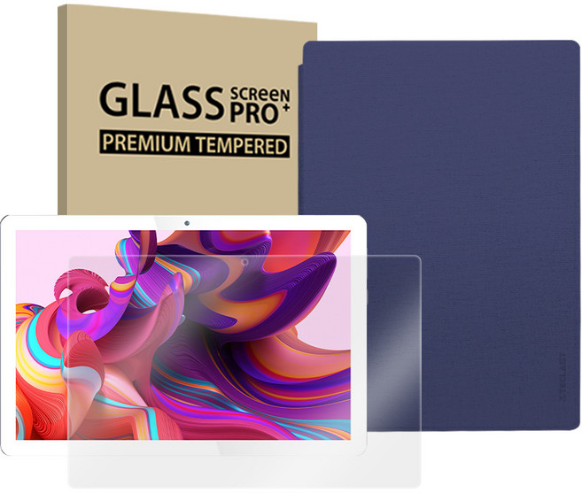 APEX 2IN1 태블릿PC U10 PRO PLUS + 강화유리 + 태블릿PC 케이스 세트, 그레이(태블릿PC), 블루(케이스), 128GB, Wi-Fi