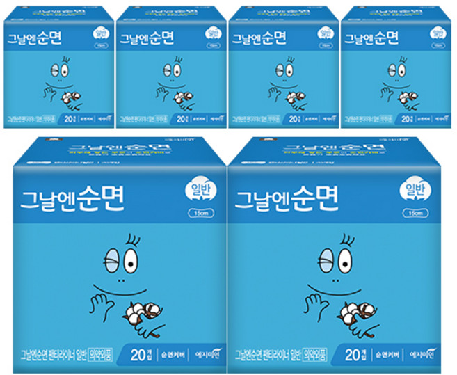 예지미인 그날엔순면 바바파파 팬티라이너, 20개입, 6개, 일반