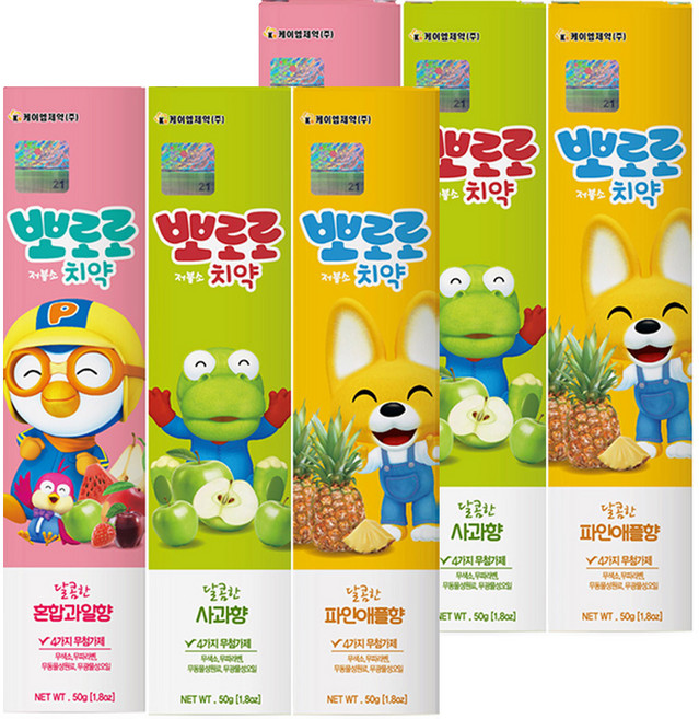 뽀로로 저불소 치약 3종 세트, 50g, 2세트
