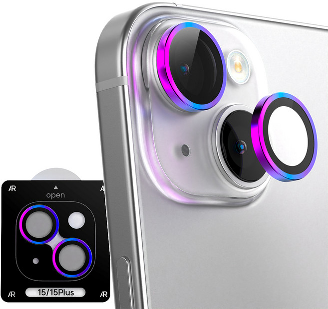 구스페리 메탈링 휴대폰 카메라 개별 렌즈 강화유리 보호 필름 오로라, 1개