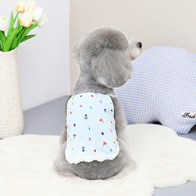 아티펫 강아지 디저트 패턴 슬링 티셔츠, 블루, 1개