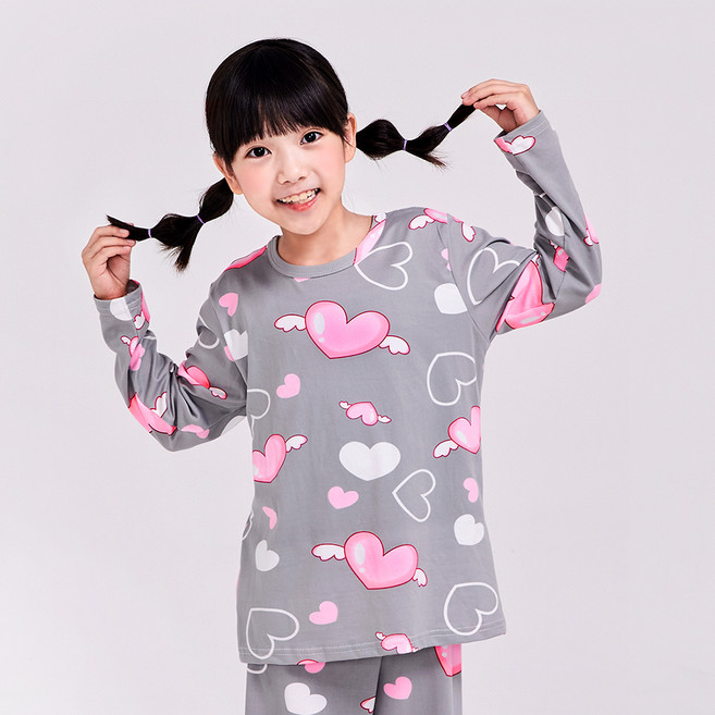 eline 女童愛心天使長袖上下睡衣套裝