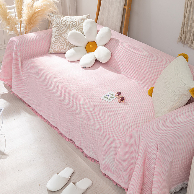 언헤브 북유럽 스타일 소파 커버, 08 핑크 와플, 1개