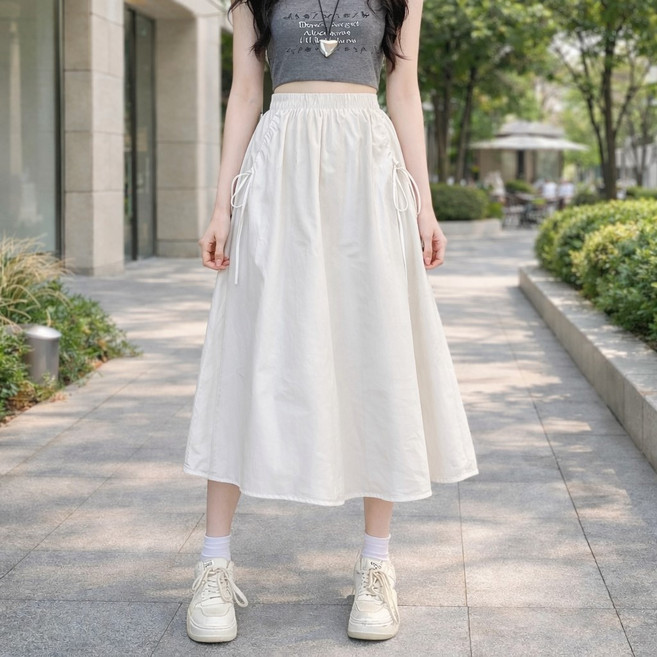 Unheve 女款抽繩休閒鬆緊腰長裙