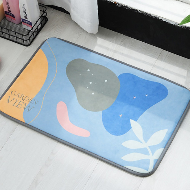 알럽홈 사이드 컬러엣지 논슬립 발매트, 블루가든뷰