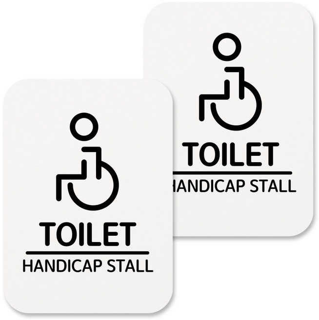 뭉키데코 부착형 화장실 안내표지판 B 화이트, 화장실 장애인013, 2개