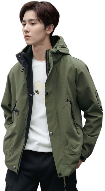 FIELDMATE 男款寬鬆版拉克蘭連帽內裡高領防水夾克 NR724