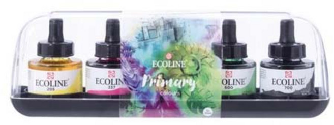 로얄탈렌스 에코라인 잉크 5색 PRIMARY 세트, 205 LEMON YELLOW, 337 MAGENTA, 578 SKY BLUE (CYAN), 600 GREEN, 700 BLACK, 30ml