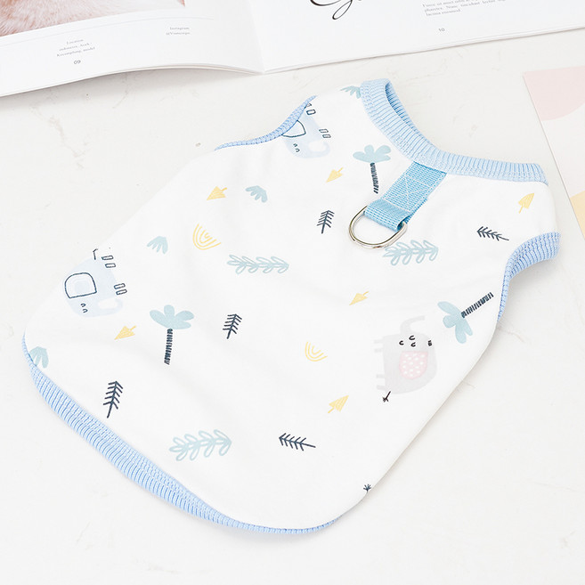 요런개 반려동물 코튼 조끼 하네스, NO 03 라이트 블루, 1개