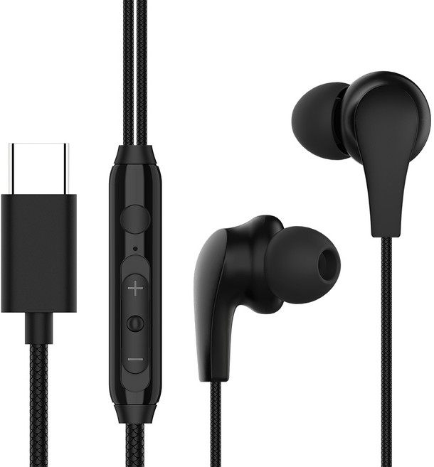 에이투 C타입 멤브레인 다이나믹 드라이버 유선 이어폰, AT0106, 블랙