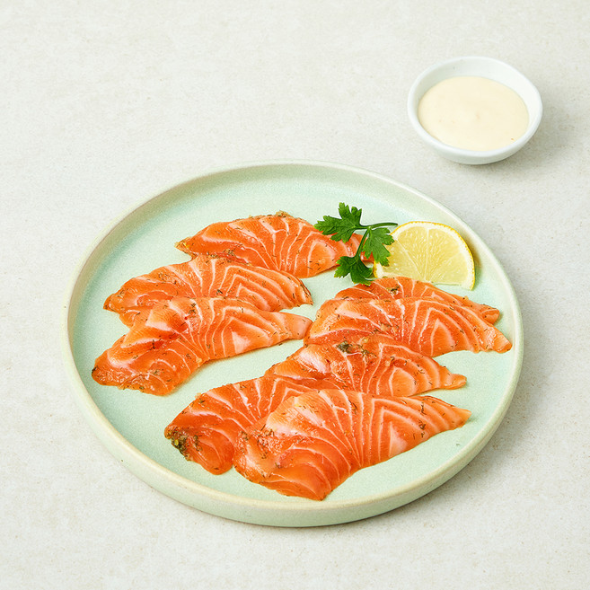 바른씨 유자 그라브락스 연어회 130g + 홀스래디쉬 40g 세트 (냉장), 1세트