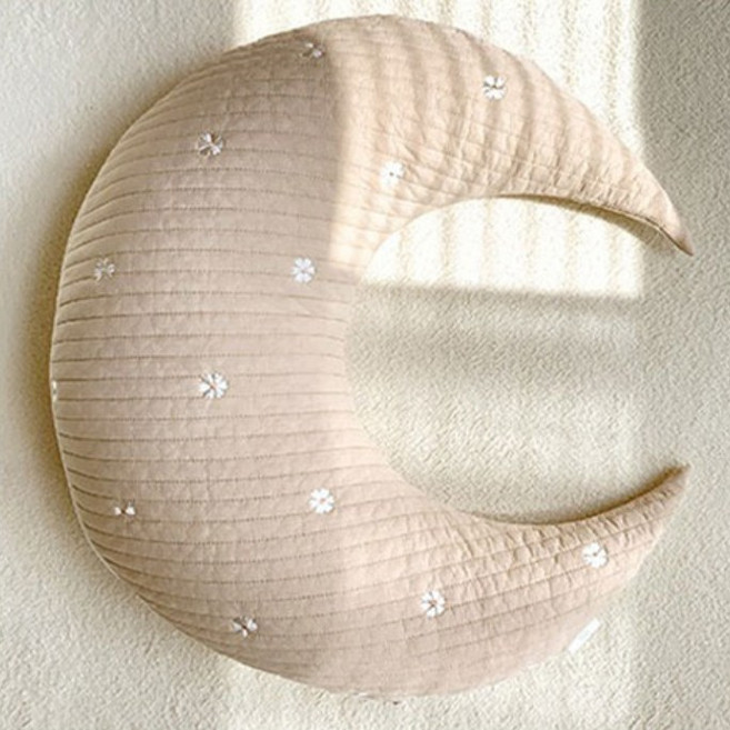 마롤로뜨 누빔 자수 달 C자형 수유쿠션, 퓨어블라썸