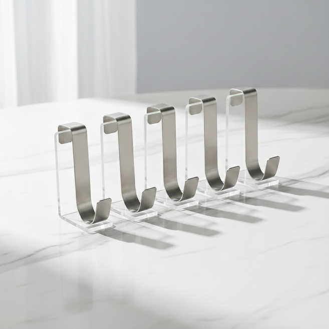 마켓피아 다용도 심플 서랍 문걸이 후크, 실버, 5개