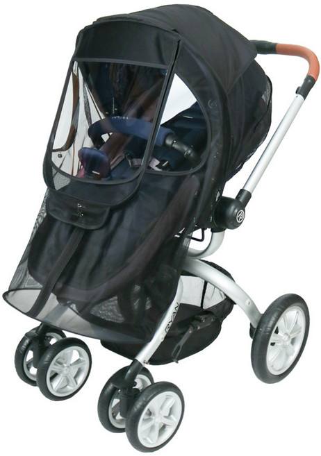 와우베이비 디럭스 유모차 호환 모기장 커버, 블랙, 1개