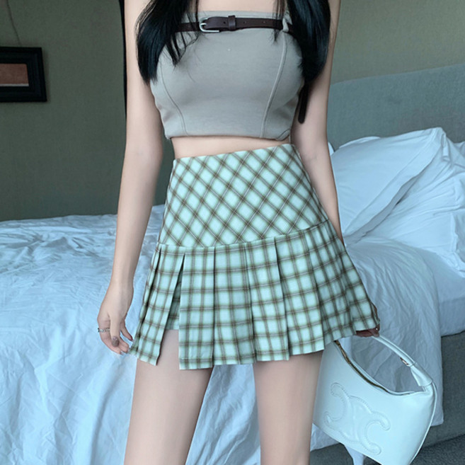 포플러앤씨 비스포 체크 스커트