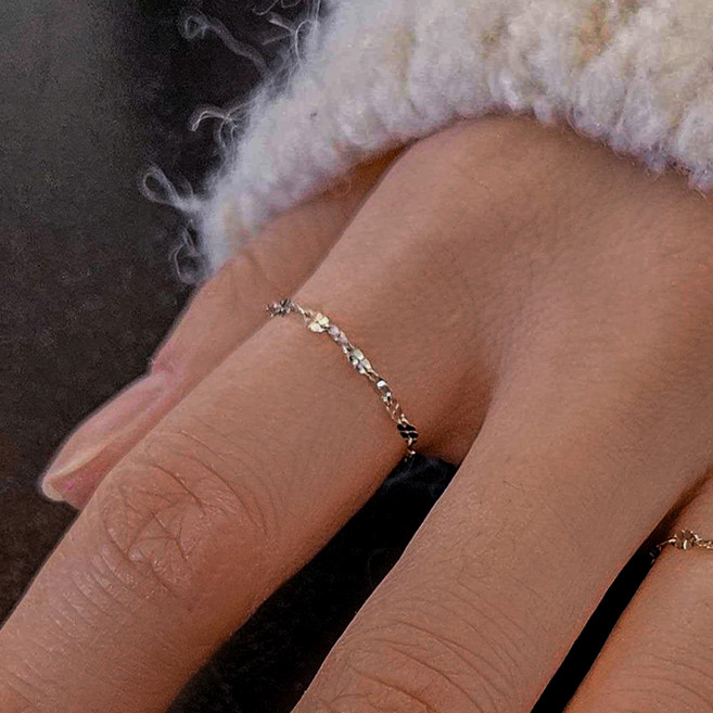 HelenJewellery 女款 14K 四葉草鍊式金戒指 + 購物袋