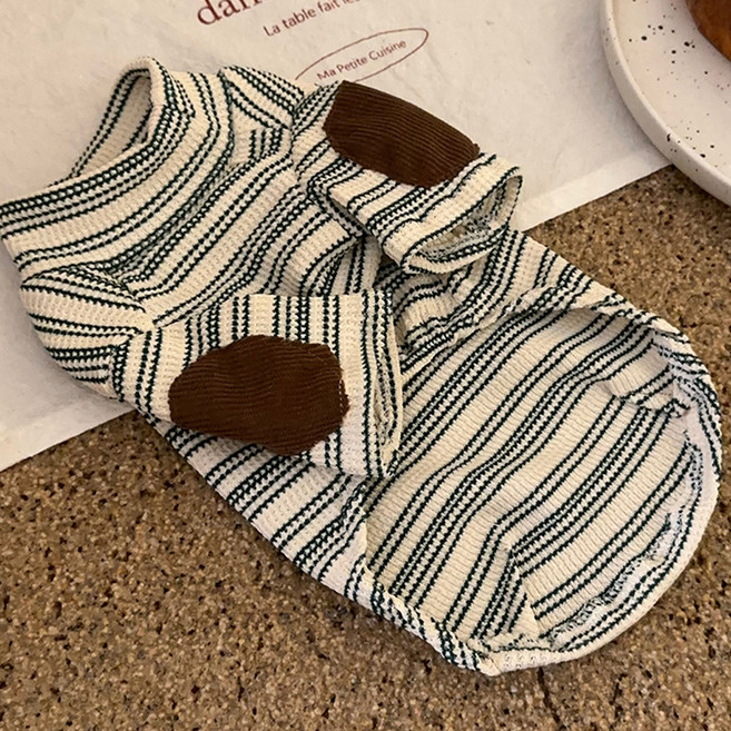 웨이비데이즈 강아지 스트라이프 티셔츠 W265-0052, 블루, 1개