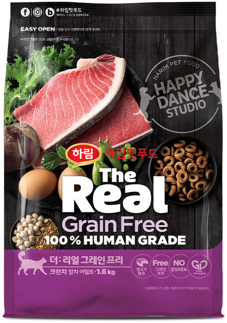 하림펫푸드 어덜트 더리얼 캣 그레인프리 크런치 건식사료, 참치, 1.6kg, 1개