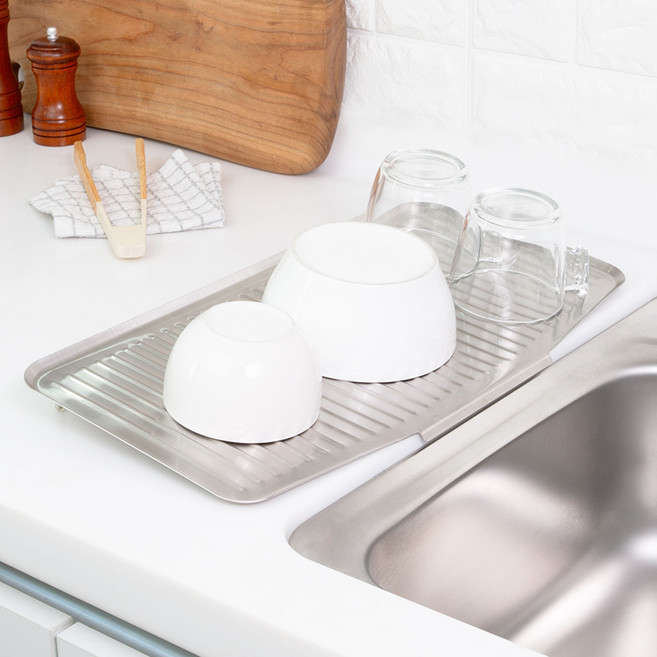 stopia 不鏽鋼304 擴展型瀝水盤 碗盤瀝水架 接水盤 託盤 小, 1層, 銀色, 1個