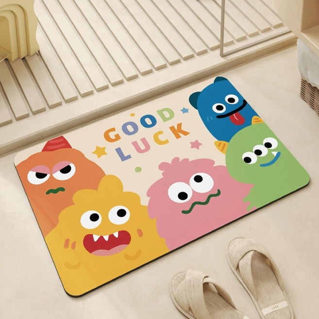 軟珪藻土地墊, 怪獸圍圈 GOOD LUCK 多色, 2個