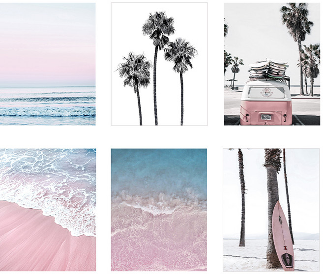 마벨인홈 핑크오션 포스터 6종 세트, 혼합