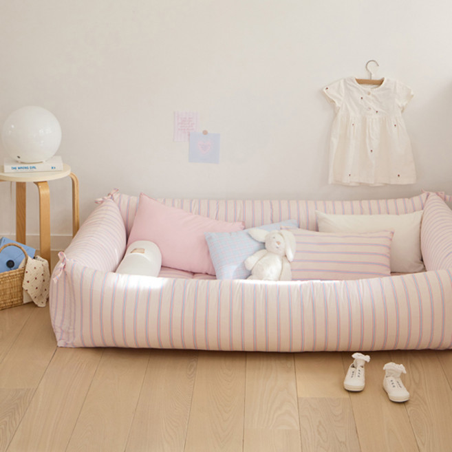 쉬즈홈 유아용 순면 가드 범퍼 쿠션 커버 + 솜, 버터슈 핑크