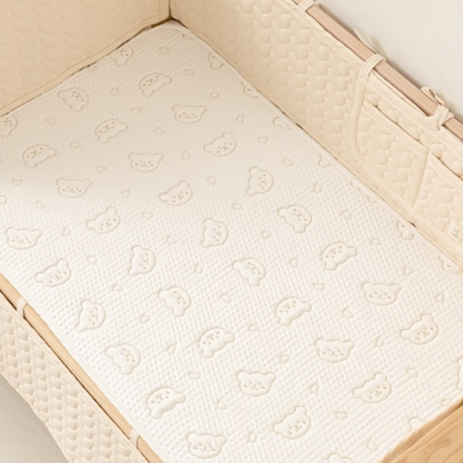 아이레빗 유아용 아기 아이스론 양면 냉감패드 쿨매트 양면 패드, 곰화이트, 1개