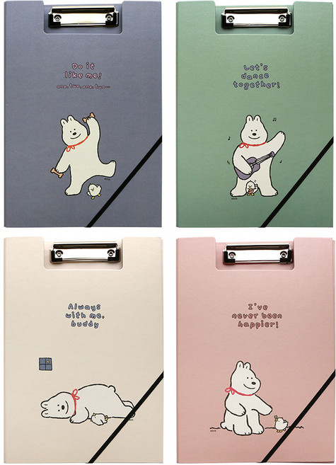 PINKFOOT 4500 夾式附帶文件板 4款 A4, 藍色+薄荷綠色+象牙白色+粉色, 1組