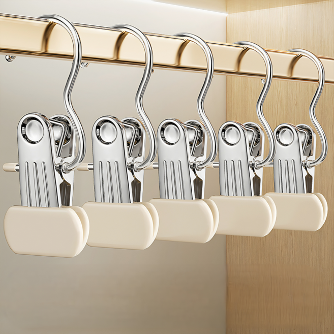 일상포인트 옷장정리 바지걸이 집게, 베이지, 20개