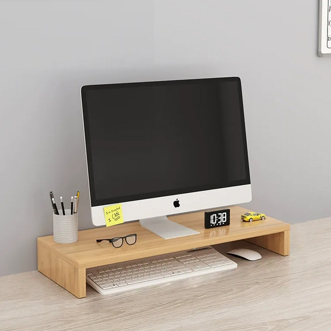라라공방 원목 데스크 모니터 받침대 1단, 우드