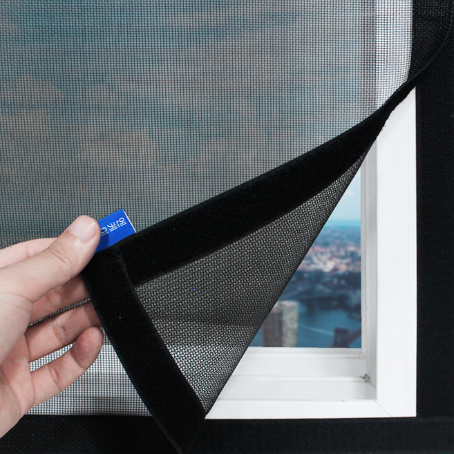 엔케이롤 벨크로 방충망 미세 블랙, 1세트