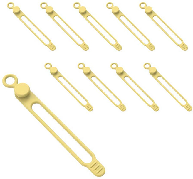 쥬롬 실리콘 케이블 타이 선 정리 홀더, 10개, 옐로우