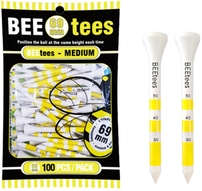 BEEtees 대용량 우드 골프티 100p, 옐로우, 1개