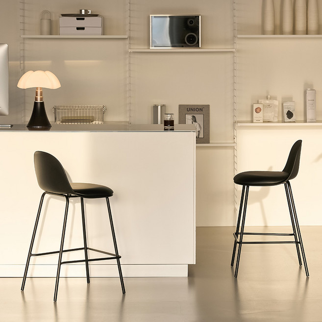 메종드꼼마 피카 쿠션 바 스툴, 블랙, 2개
