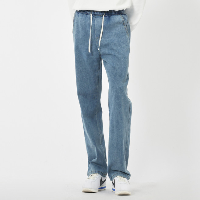 엘쏘 남성용 옴므 기본핏 텐션 밴딩 데님 팬츠