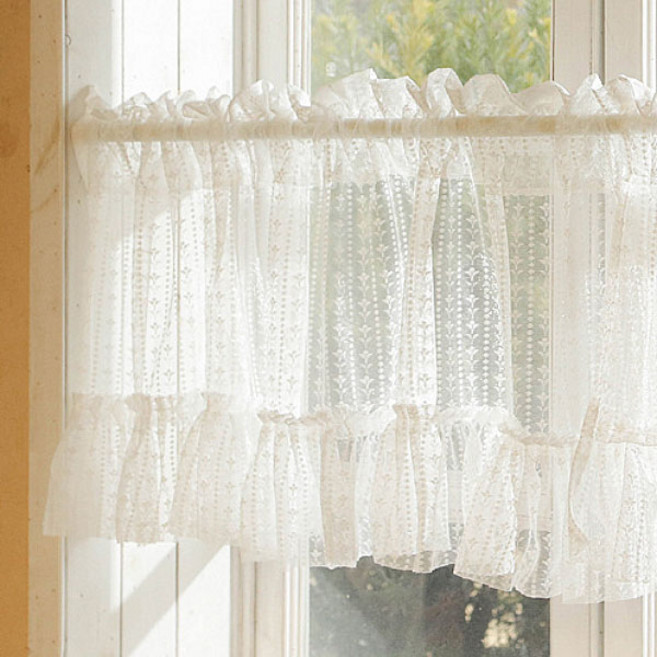 지앤와이 피렌체 레이스 프릴 봉집형 바란스 커튼