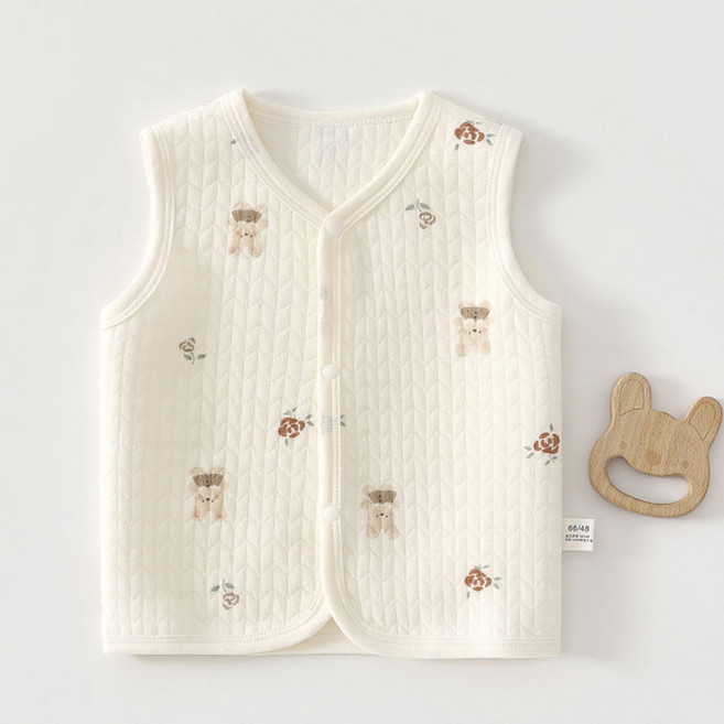 유아용 바닐라 보온 순면 조끼