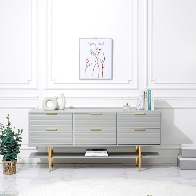 가구의정석 디케 2단 서랍형 거실장 방문설치, 그레이