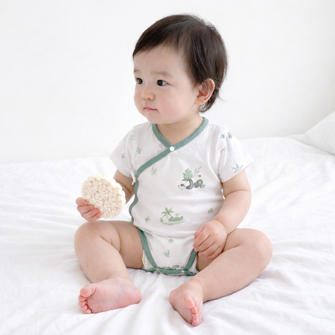 Bebeniz 新生兒用涼感純棉短袖包屁衣